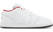 Jordan 1 Low GS Shoes Kids White Red FI5722-637